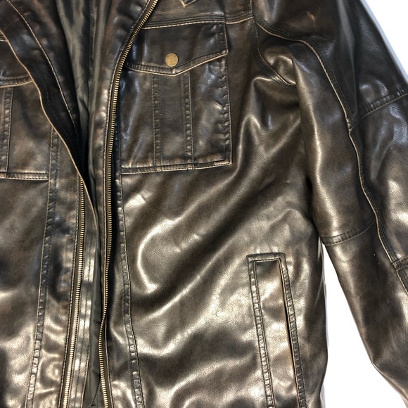 Rivet dark brown leather jacket (medium) - Picture 3 of 8